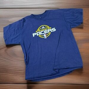 Vintage 2000's ADIDAS NBA Indian Pacers Tee Large Navy Blue 100% Cotton‎